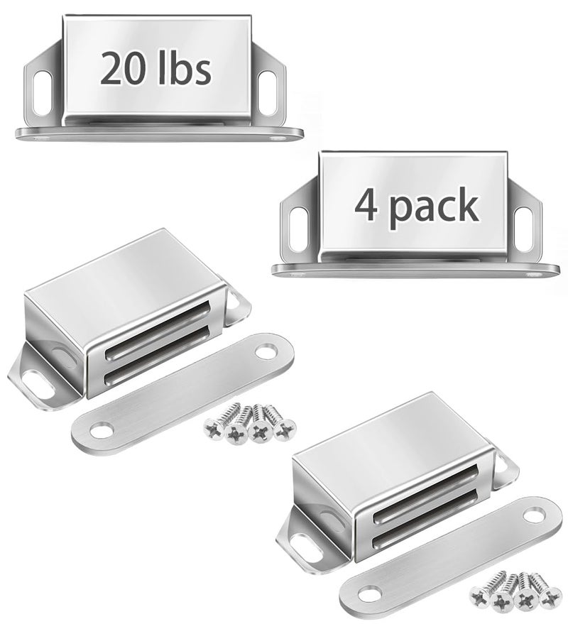 Onarway Magnetic Door Catch 15 lbs Pull Strong Magnet Cabinet Latches Magnetic Hardware Stainless Steel Chrome Door Closer for Bathroom Kitchen Sliding Door Window Cupboard (8 Pack-Strength 6KG) - Image 1